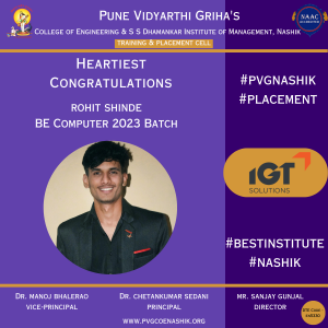 Heartiest congratulations – Rohit Shinde got Placed in IGT
